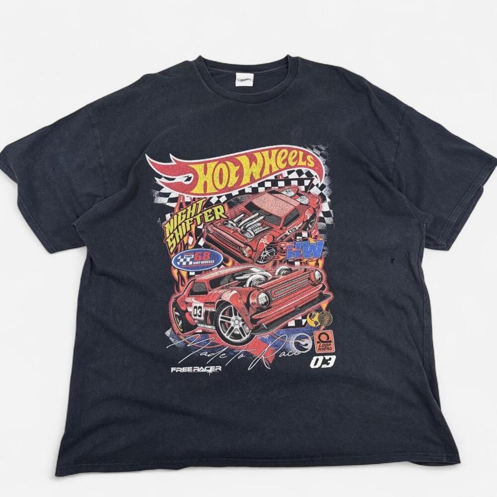 Hot Wheels Vintage Wash Racing Graphic Tee Black Night Shifter Large